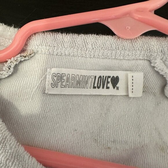 Spearmint Love Baby Terry cloth Kimono Romper 9 Month Unisex White Brown - Picture 5 of 6